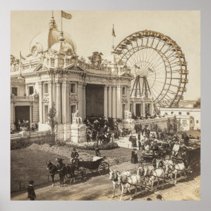 Eerste reuzenrad uitgevonden door George Ferris Poster