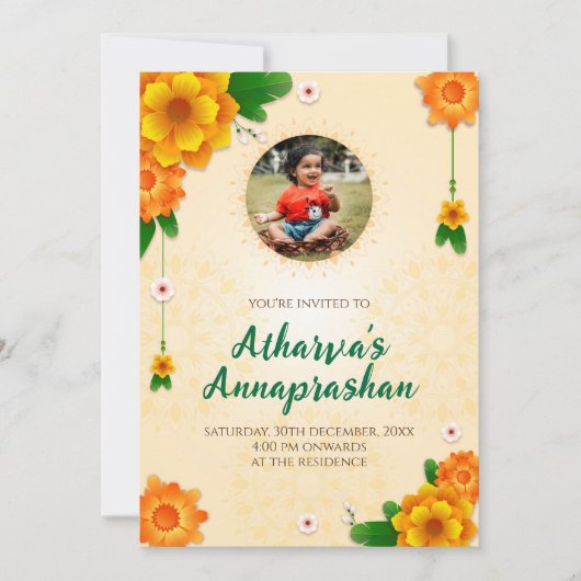 Eerste Rice voeding ceremonie uitnodiging Annapras (Voorkant)