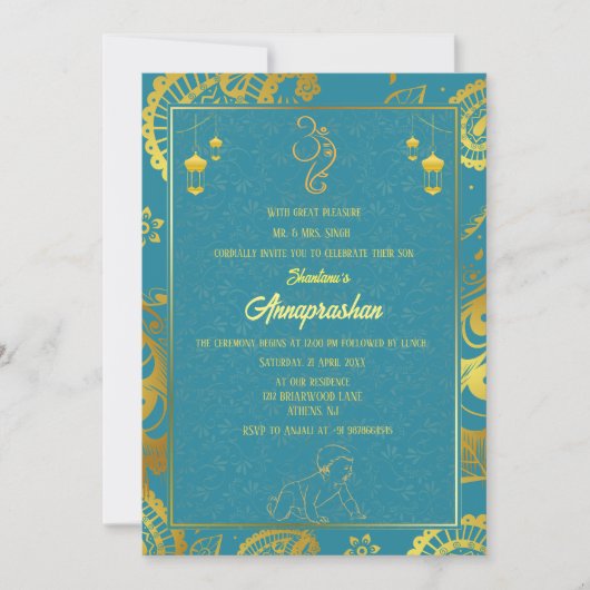 Eerste Rijst "Annaprashan" Indiaas Baby Afbeelding Kaart (Voorkant)