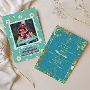 Eerste Rijst "Annaprashan" Indiaas Baby Afbeelding Kaart