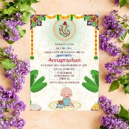 Eerste rijst "Annaprashan" Indiase Baby Kaart