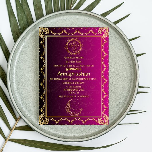 Eerste rijst "Annaprashan" Indiase Baby Kaart