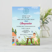 Eerste rijst "Annaprashan" Indiase Baby Kaart (Staand voorkant)