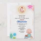 Eerste rijst "Annaprashan" Indiase bloemuitnodigin Kaart (Voorkant)