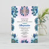 Eerste rijst "Annaprashan" Indiase pauw uitnodigin Kaart (Staand voorkant)