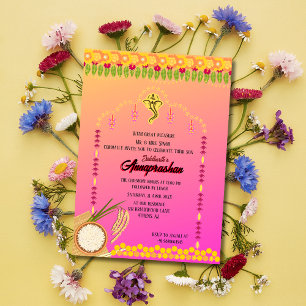 Eerste rijst "Annaprashan" Indiase uitnodiging