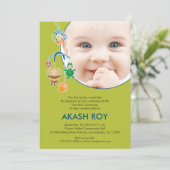 Eerste Rijstceremonie Baby mobiele uitnodiging (Staand voorkant)