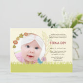 Eerste Rijstceremonie Floral Garden Uitnodiging (Staand voorkant)