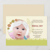 Eerste Rijstceremonie Floral Garden Uitnodiging (Voorkant / Achterkant)