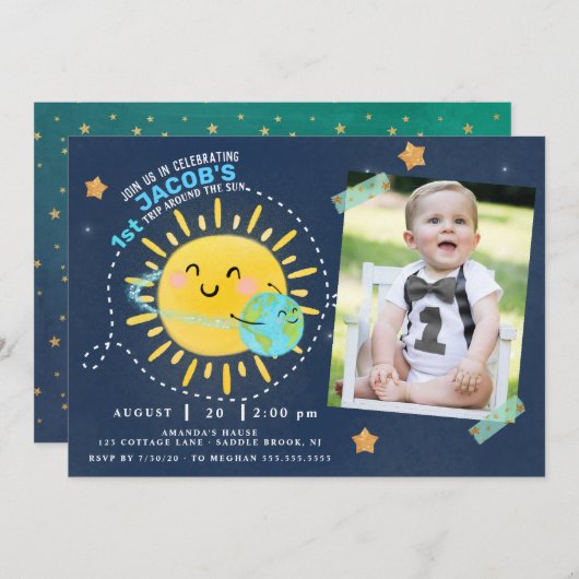 Eerste rit rond de zon kaart (Voorkant / Achterkant)