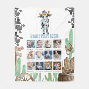 Eerste Rodeo 1e Verjaardag 12 Maanden Foto Collage Fleece Deken