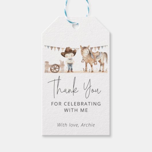 Eerste Rodeo 1e verjaardag Bedankt Cadeaulabel (Voorkant)