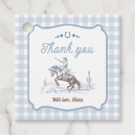 Eerste Rodeo 1e Verjaardag Blauw Western Bedankjes Labels