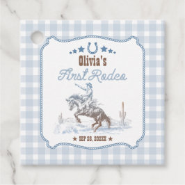 Eerste Rodeo 1e Verjaardag Blauw Western Bedankjes Labels