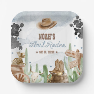 Eerste Rodeo 1e Verjaardag Rustieke Wilde Westen Papieren Bordje