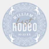 Eerste Rodeo 1e Verjaardag Sticker – Lichtblauw We (Voorkant)