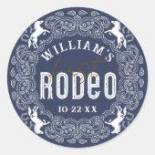 Eerste Rodeo 1e Verjaardag Sticker – Navy Blue Wes (Voorkant)