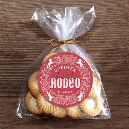 Eerste Rodeo 1e Verjaardag Sticker – Rood Western 