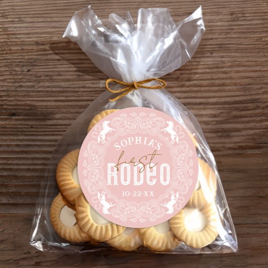 Eerste Rodeo 1e Verjaardag Sticker – Roze Western 
