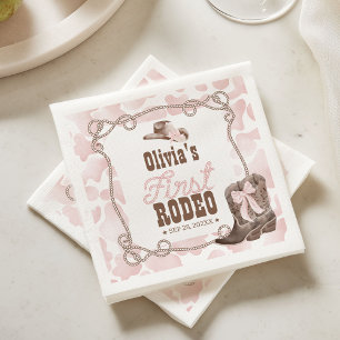Eerste Rodeo 1e Verjaardag Stof Roze Servet