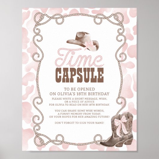 Eerste Rodeo 1e Verjaardag Tijd Capsule Feest Bord Poster (Voorkant)