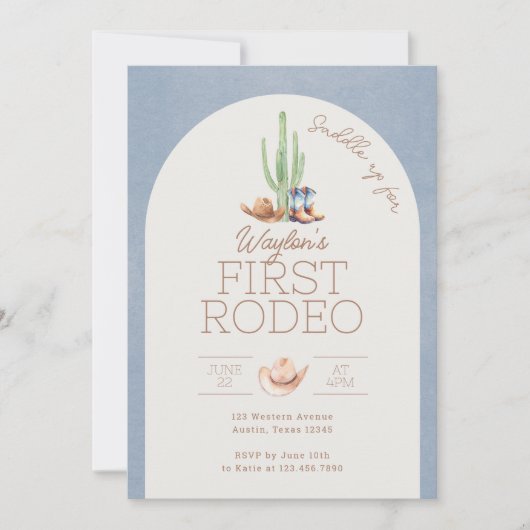 Eerste Rodeo 1e verjaardag uitnodiging (Voorkant)