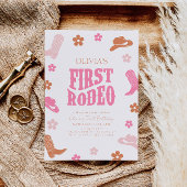 Eerste Rodeo 1e Verjaardag Uitnodiging Retro Cowgi