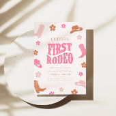 Eerste Rodeo 1e Verjaardag Uitnodiging Retro Cowgi