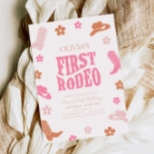 Eerste Rodeo 1e Verjaardag Uitnodiging Retro Cowgi