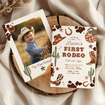 Eerste rodeo 1e verjaardag Western cowboy foto