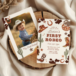 Eerste rodeo 1e verjaardag Western cowboy foto Kaart