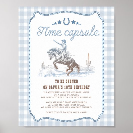 Eerste Rodeo 1e Verjaardag Western Tijdcapsule Bor Poster (Voorkant)