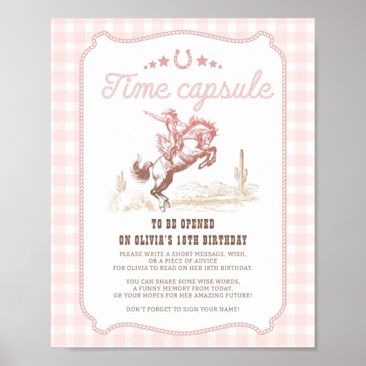 Eerste Rodeo 1e Verjaardag Western Tijdcapsule Bor Poster (Voorkant)