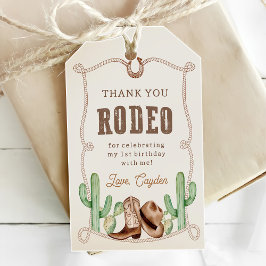 Eerste Rodeo 1e Verjaardag Westerne Cowboy Cadeaulabel