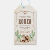 Eerste Rodeo 1e Verjaardag Westerne Cowboy Cadeaulabel (Voorkant)