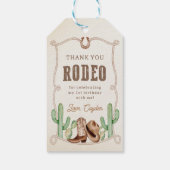 Eerste Rodeo 1e Verjaardag Westerne Cowboy Cadeaulabel (Achterkant)