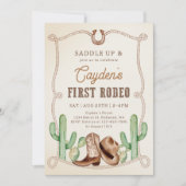 Eerste Rodeo 1e Verjaardag Westerne Cowboy Kaart (Voorkant)