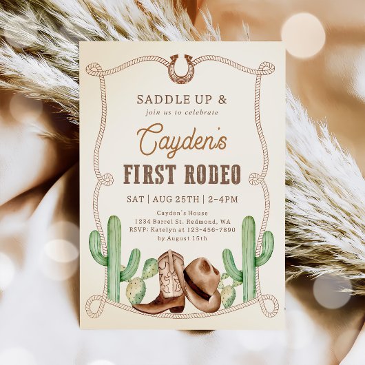Eerste Rodeo 1e Verjaardag Westerne Cowboy Kaart