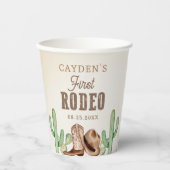 Eerste Rodeo 1e Verjaardag Westerne Cowboy Papieren Bekers (Voorkant)