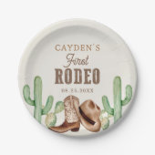 Eerste Rodeo 1e Verjaardag Westerne Cowboy Papieren Bordje (Voorkant)