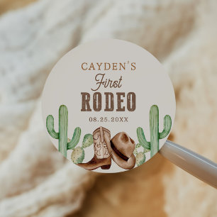 Eerste Rodeo 1e Verjaardag Westerne Cowboy Ronde Sticker