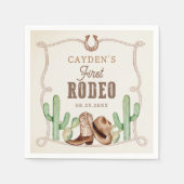 Eerste Rodeo 1e Verjaardag Westerne Cowboy Servet (Voorkant)