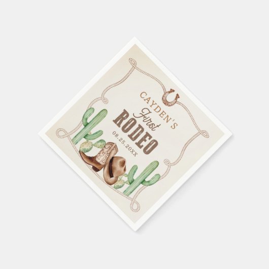 Eerste Rodeo 1e Verjaardag Westerne Cowboy Servet (Hoek)