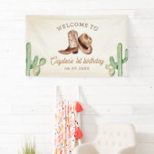 Eerste Rodeo 1e Verjaardag Westerne Cowboy Spandoek (Insitu)