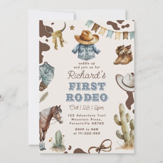 Eerste rodeo 1e verjaardag Westerne cowboyfoto Kaart (Voorkant)