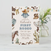 Eerste rodeo 1e verjaardag Westerne cowboyfoto Kaart (Staand voorkant)
