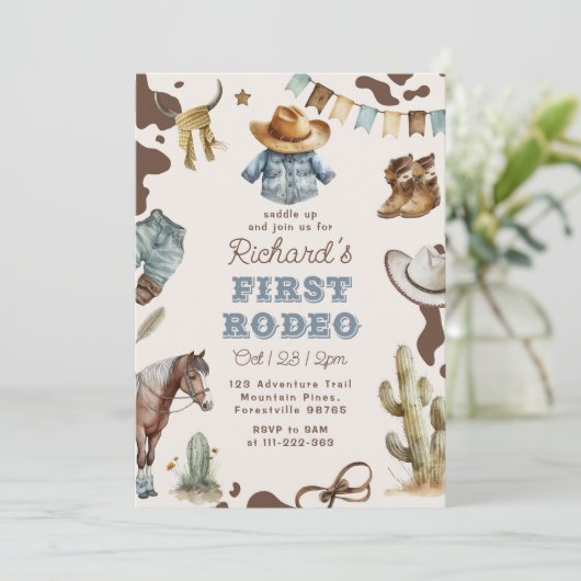 Eerste rodeo 1e verjaardag Westerne cowboyfoto Kaart (Staand voorkant)