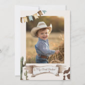 Eerste rodeo 1e verjaardag Westerne cowboyfoto Kaart (Achterkant)