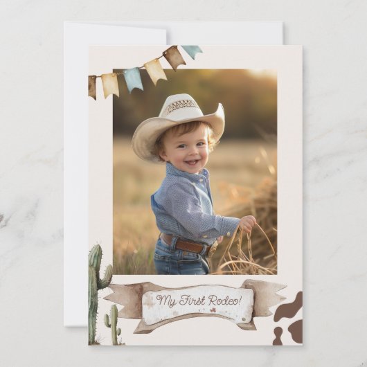 Eerste rodeo 1e verjaardag Westerne cowboyfoto Kaart (Achterkant)