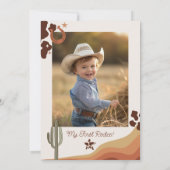 Eerste rodeo 1e verjaardag Westerne cowboyfoto Kaart (Achterkant)
